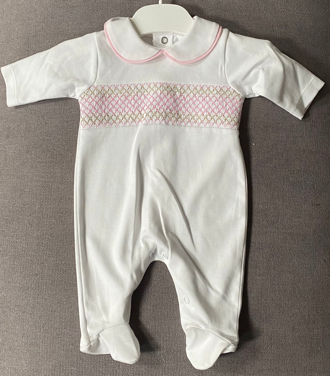 MAGNOLIA BABY - Celeste’s Classic’s Smocked Babygrow - Pink