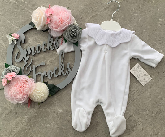 Velour Babygrow with Scallop Collar - SG95V