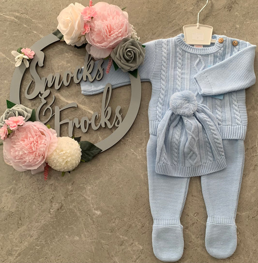 Boys Knitted 2 Piece Set with Matching Hat - C3020