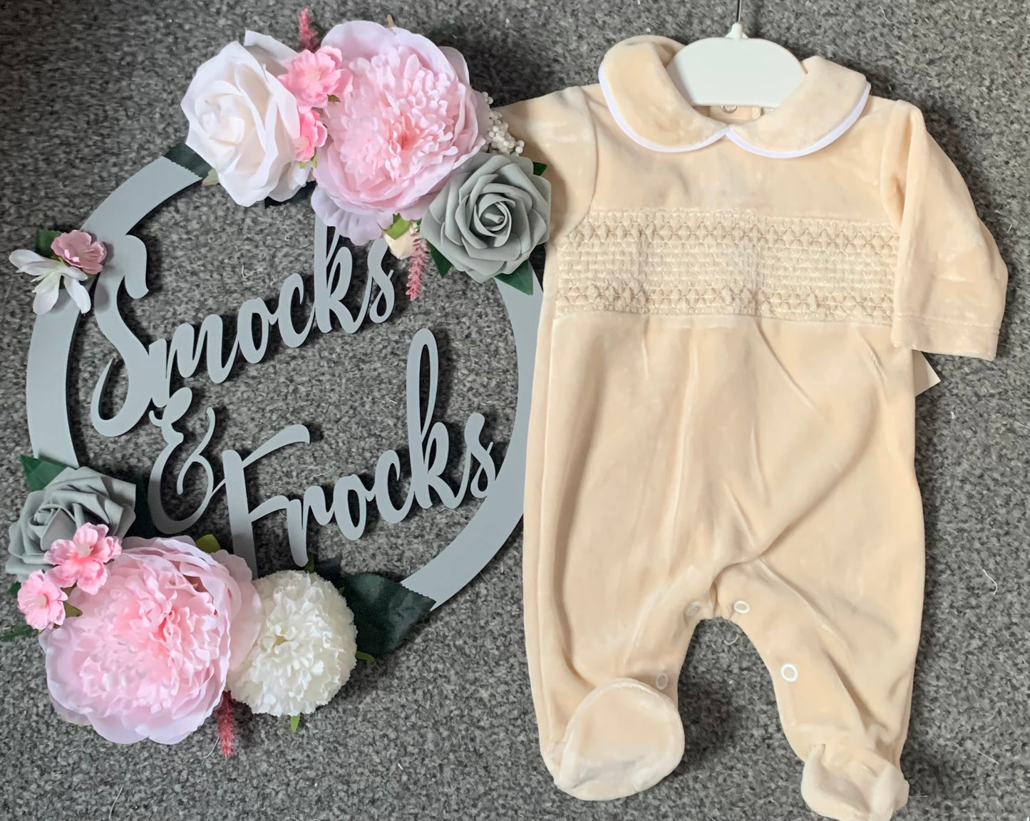 Boys Velour Smocked Babygrow - SG68-V