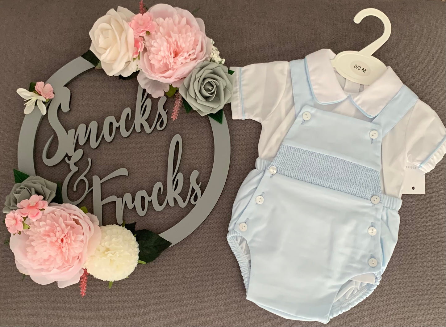 Boys Smocked 2 Piece Romper Set - PQ3010