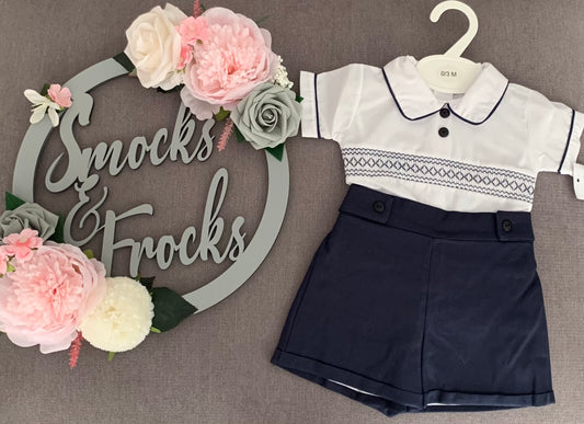 Boys Smocked 2 Piece Short Set - PQ3014