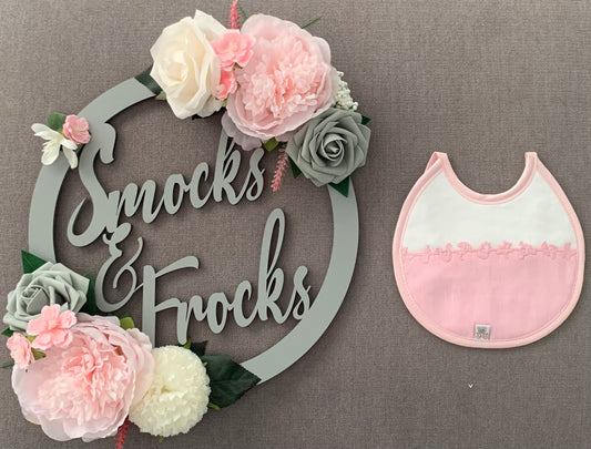 Bib with Toy Detail - Pink and Grey Only