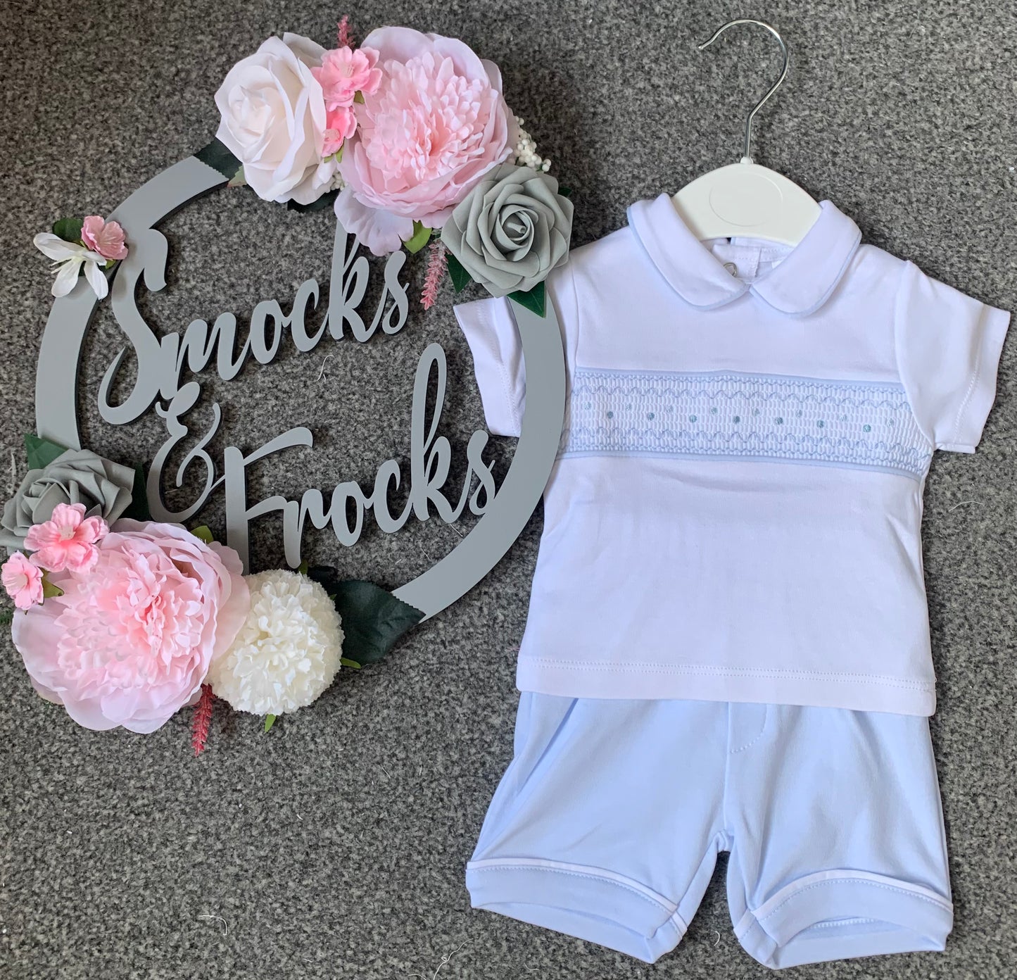 Boys Cotton Smocked Short Set - 301