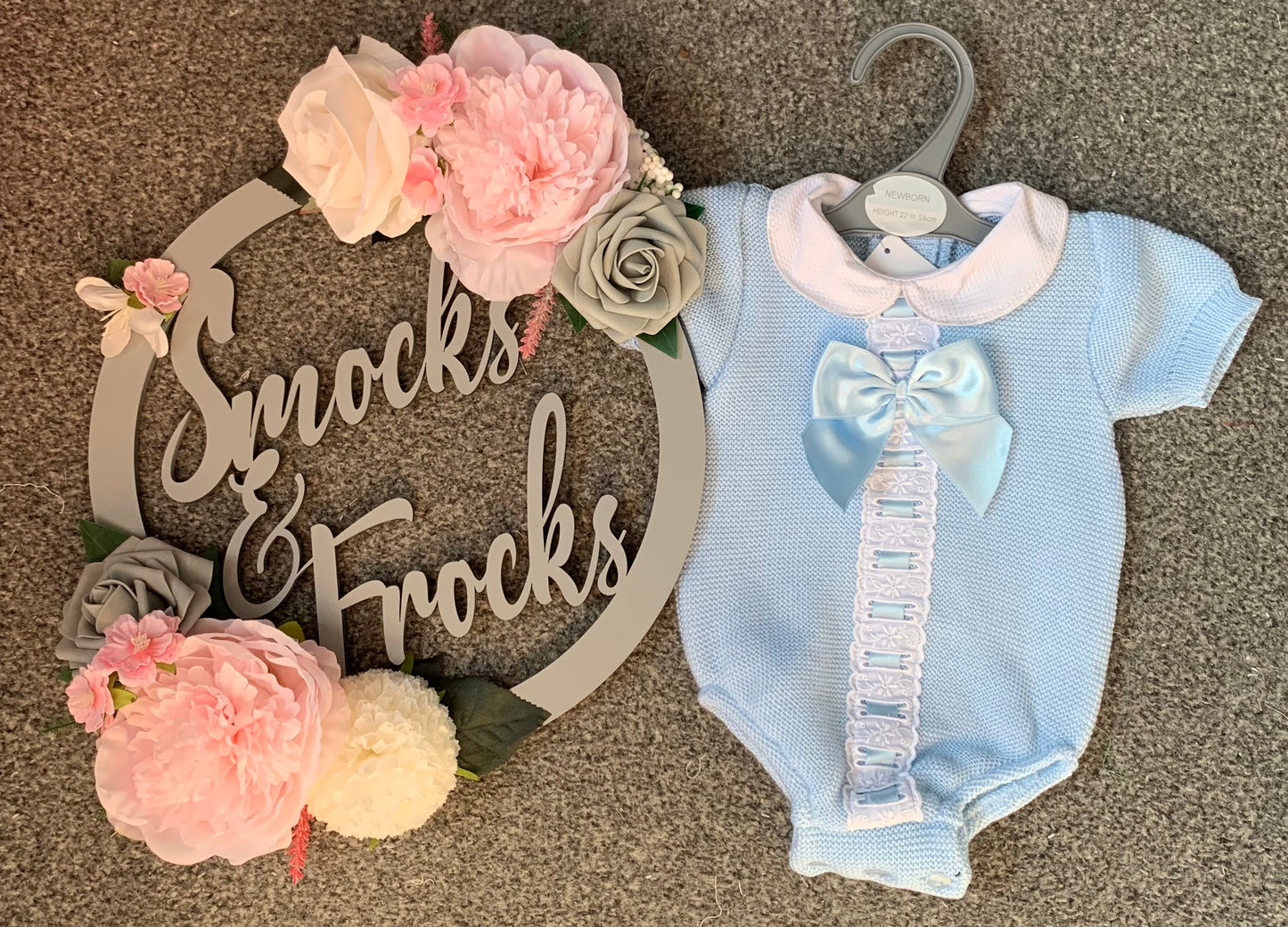 Boys Blue Knitted Romper with Bow Detail - BT-10-093