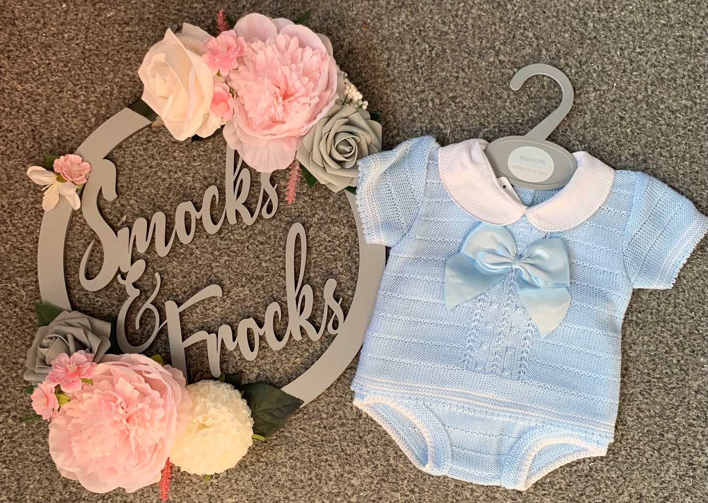 Boys Blue Knitted 2 Piece Set with Bow - BW-10-097