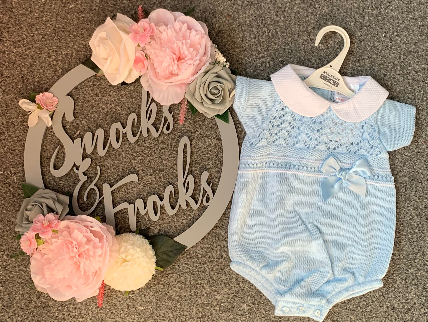 Boys Baby Blue Romper with Bow Detail - BW-10-044