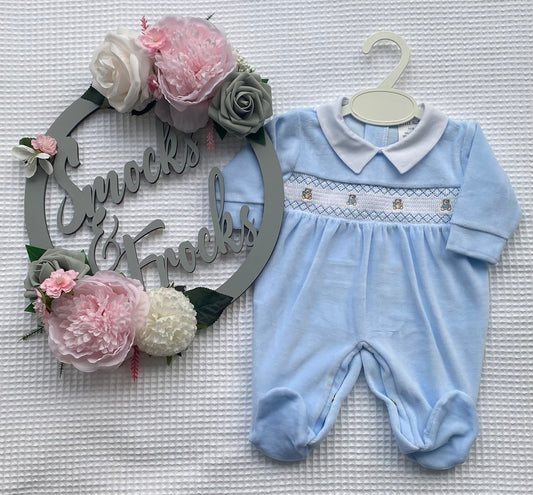 Velour Teddy Smock Babygrow - LNW2534