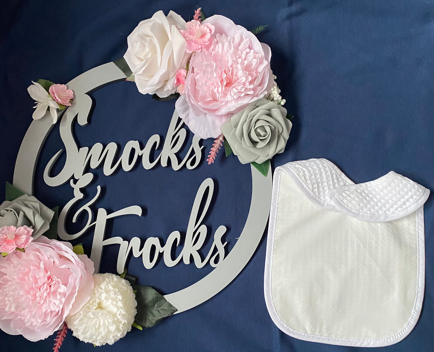 White Square Waffle Bib