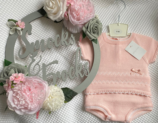 Knitted Short Sleeve Top and Bloomer Set - 26C1107