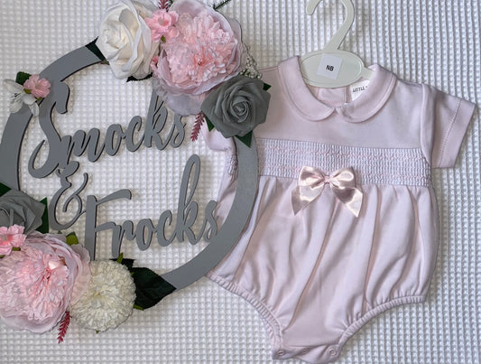 Girls Smocked Rompers with Bow Detail - LBS26/7