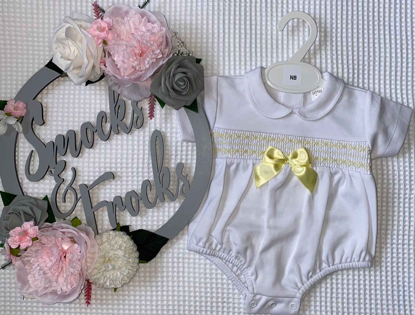 Girls Smocked Rompers with Bow Detail - LBS26/7