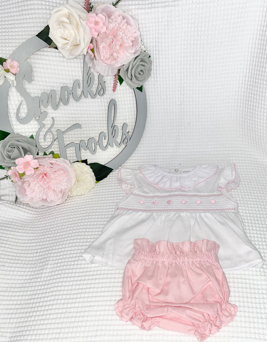 Heart and Smocked Detail 2 Piece Set - HBLNS26016