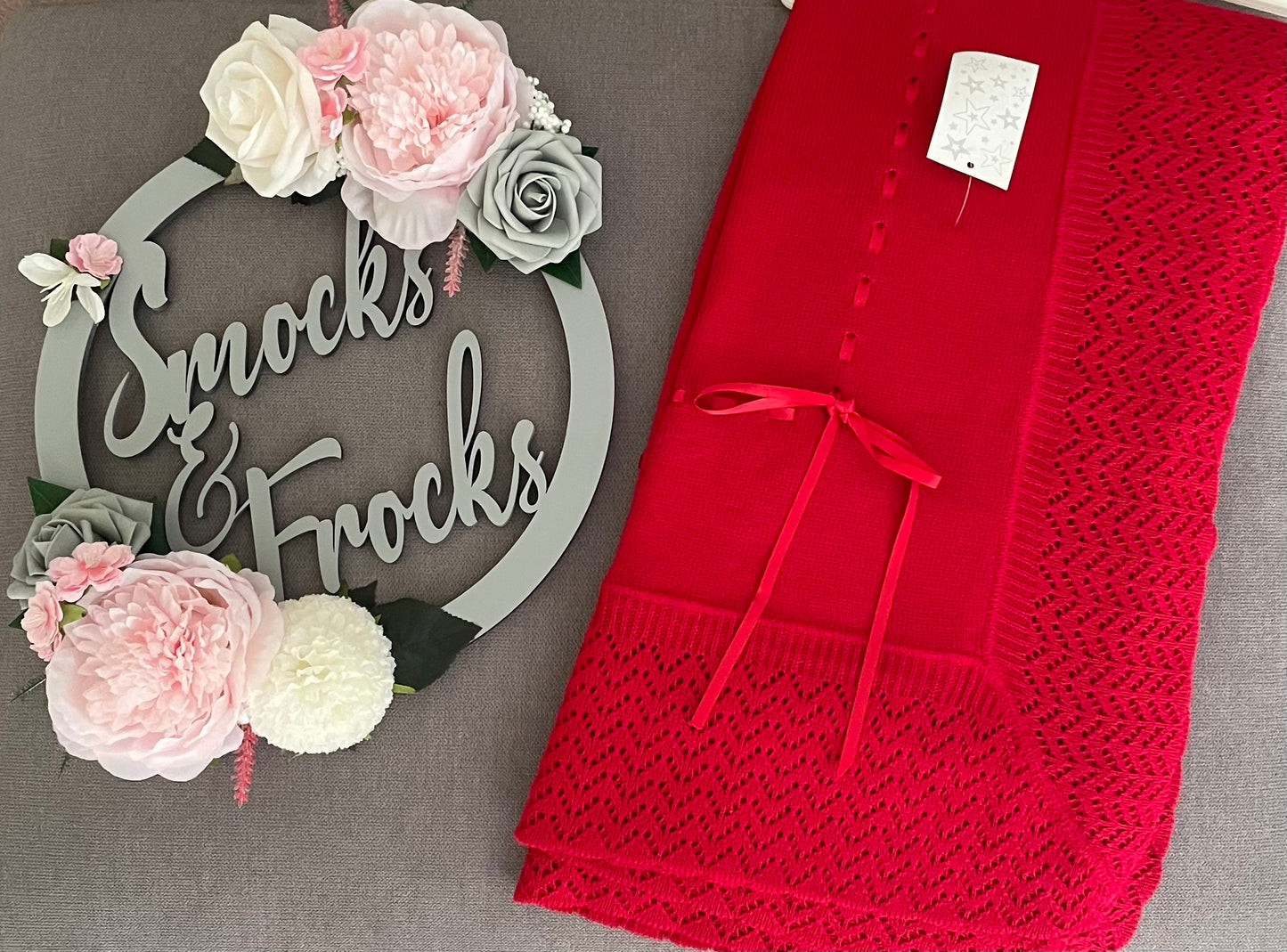 Knitted Shawl with Ribbon Detail - 2432