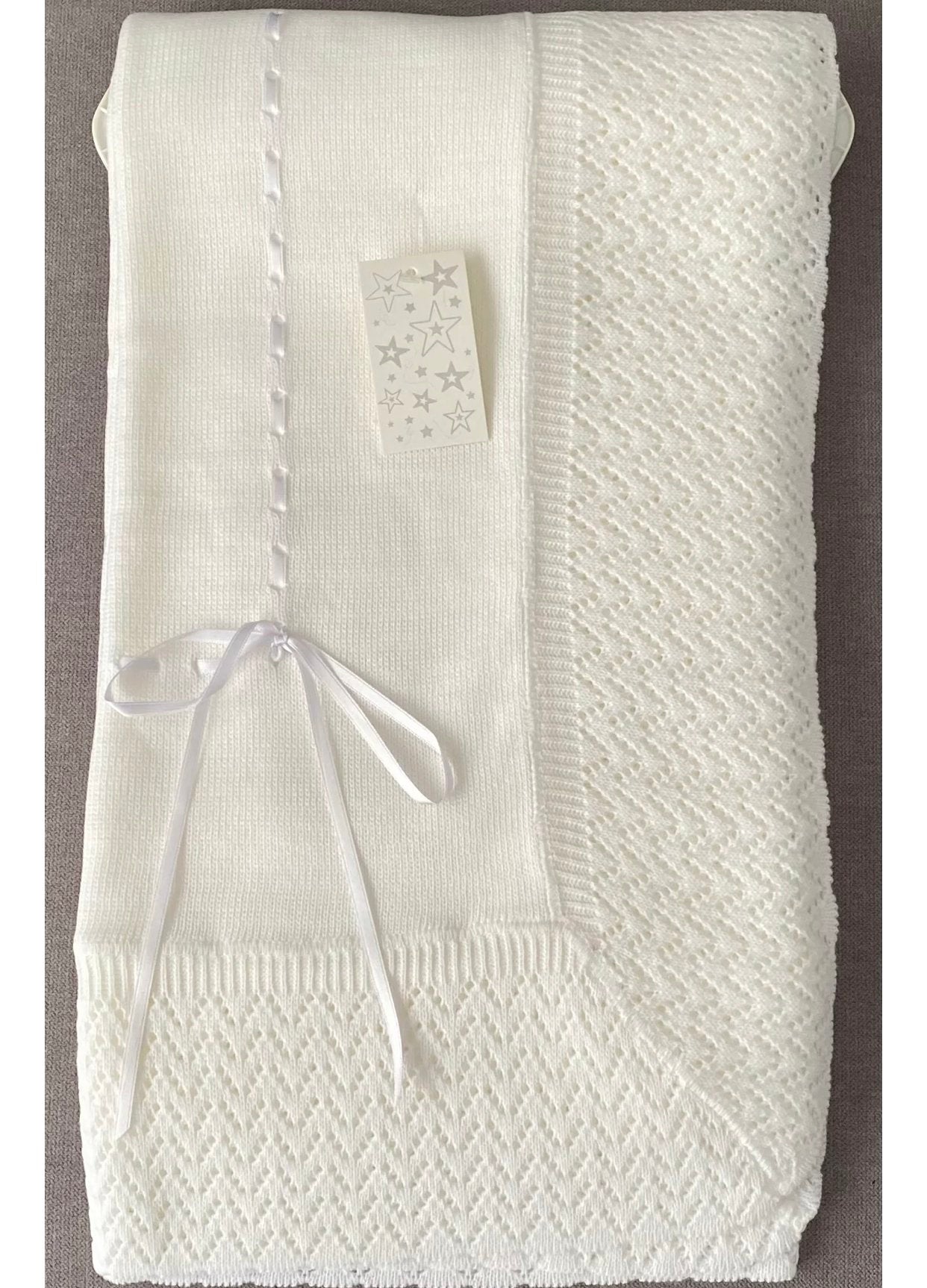 Knitted Shawl with Ribbon Detail - 2432