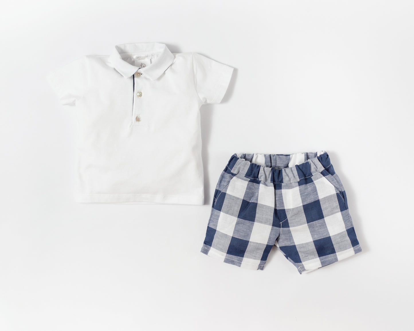 White and Navy Check Short Set - DBV22614