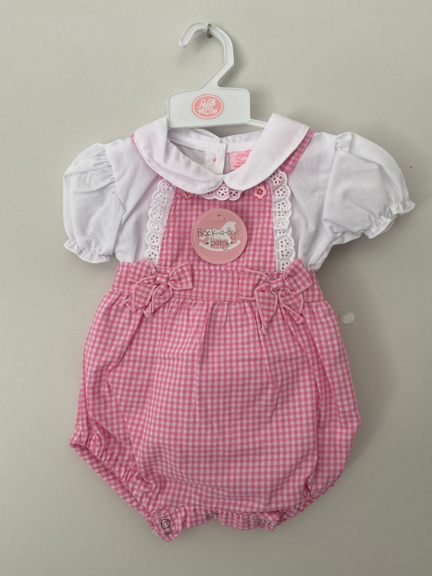 Pink Checked Romper - W22040
