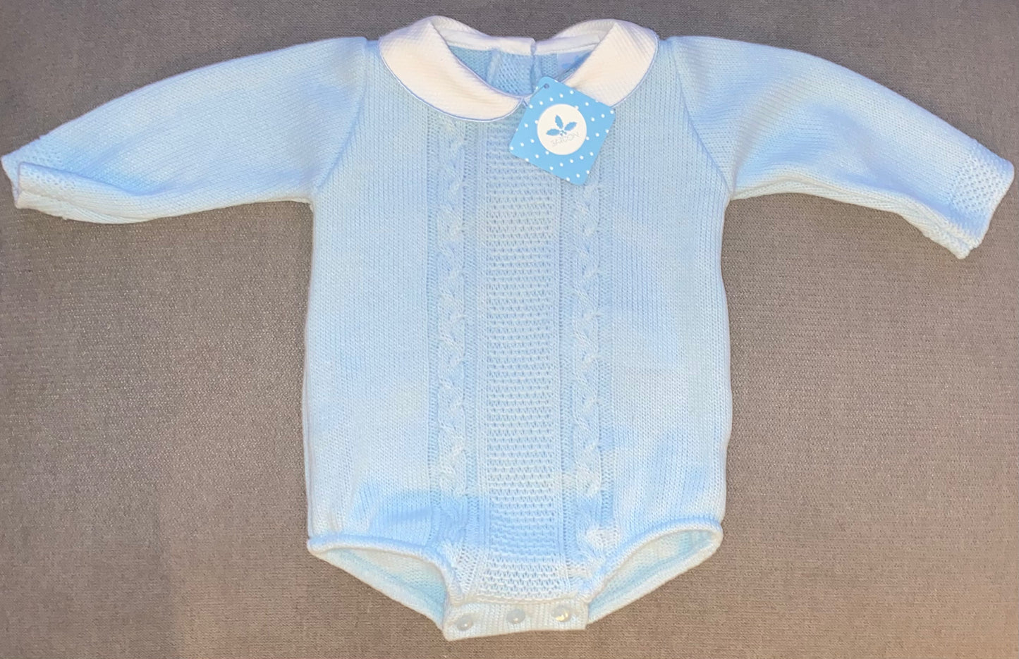 Baby Blue Cable Knit Romper - 021MC-186