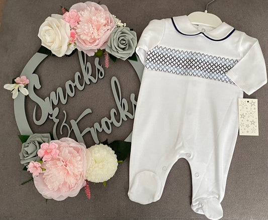 Boys Babygrow with Smocked Detail - sg68
