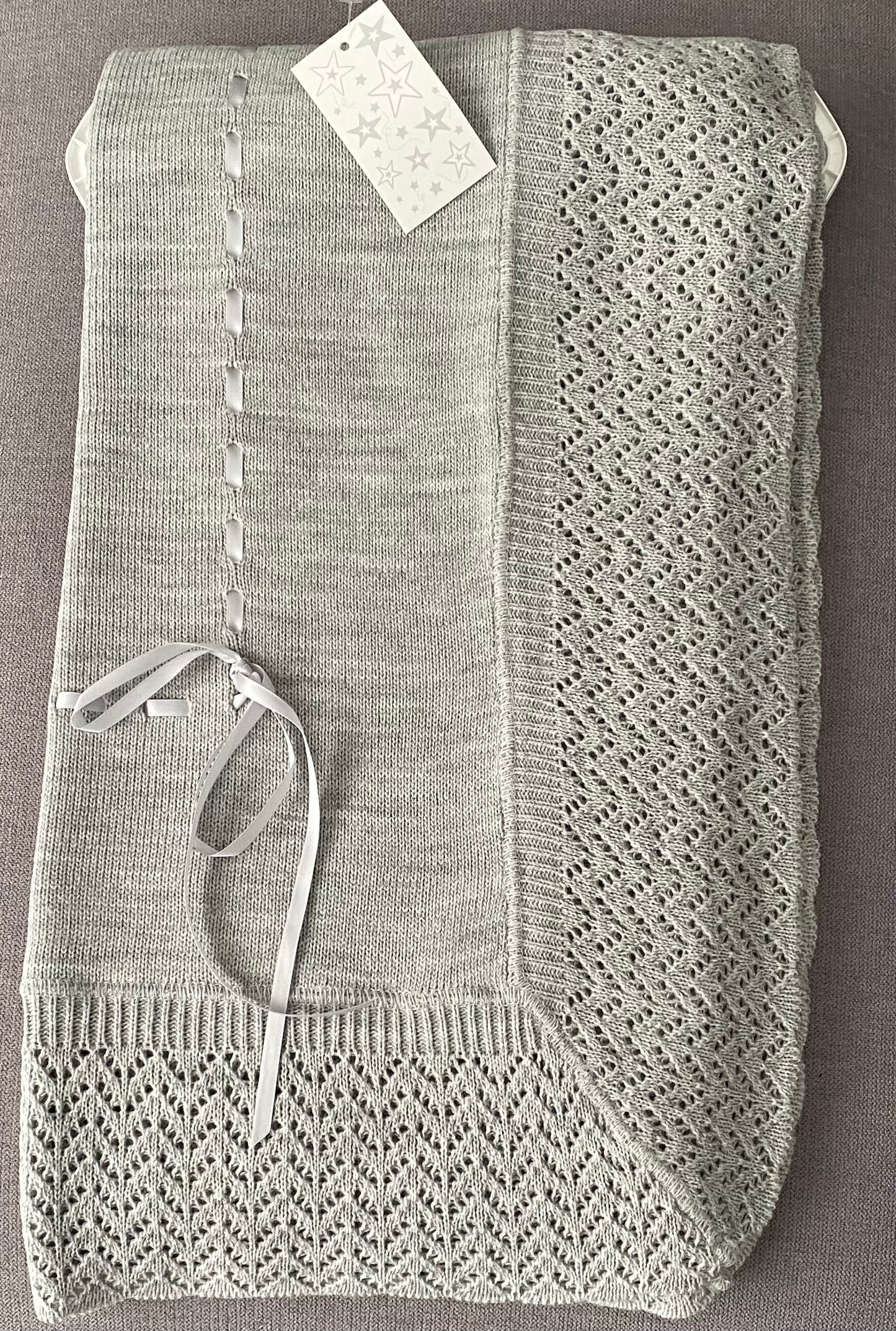 Knitted Shawl with Ribbon Detail - 2432