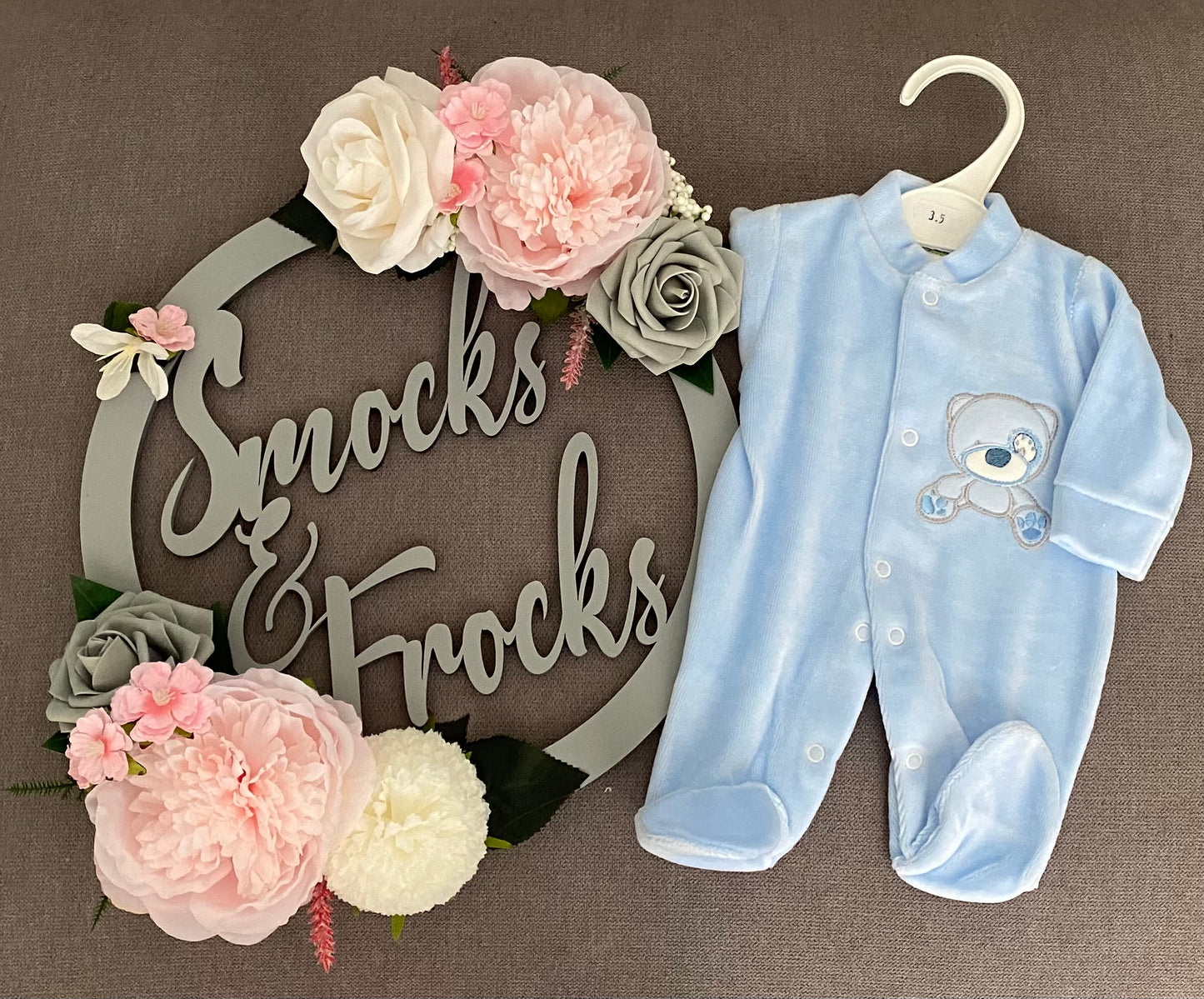 Velour Babygrow with Teddy Detail - LBWEAHB03