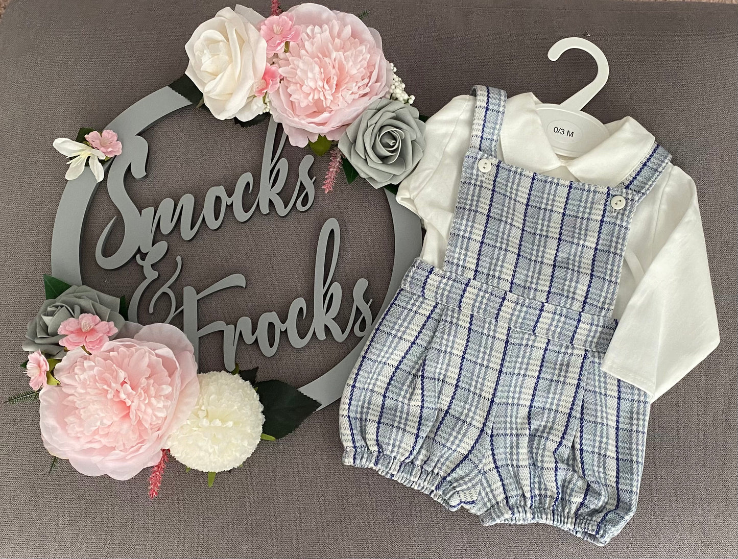 Boys Checked Dungaree Set - PQ03