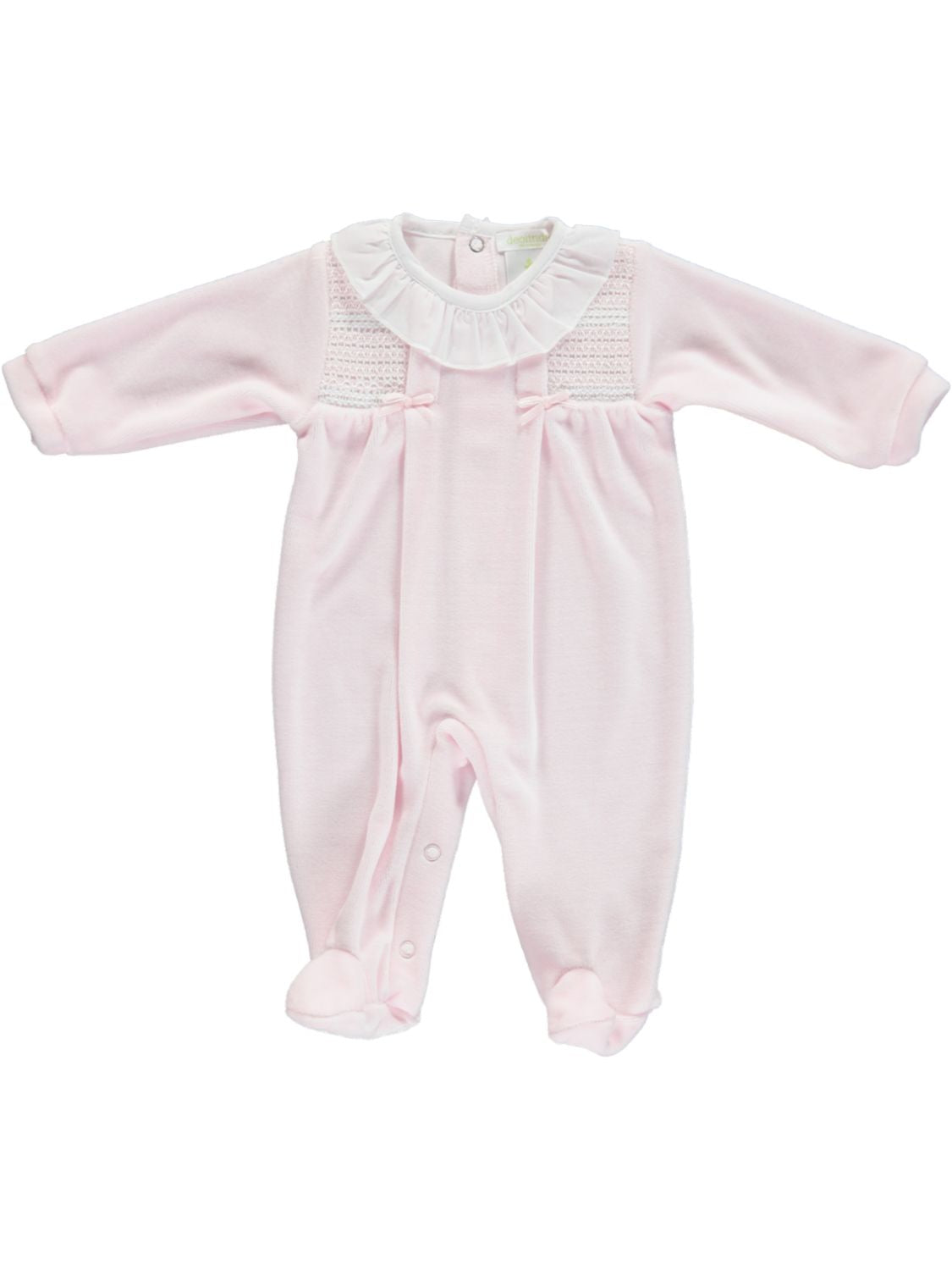 Pink Velour Smock Babygrow - DB121320