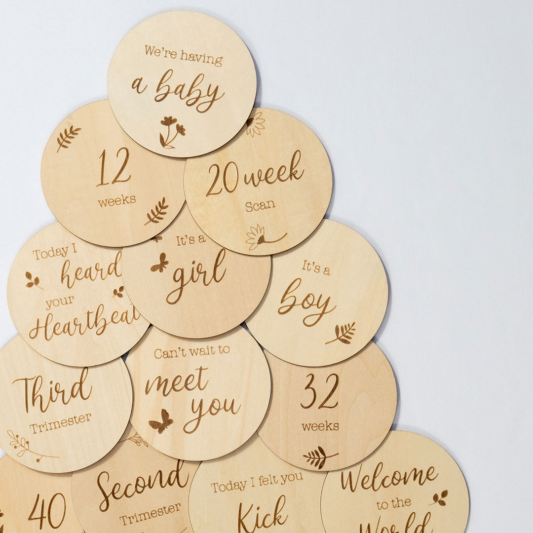 Pregnancy Wooden Milestone Discs – Smocks and Frocks