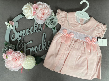 Girls Smocked Dress with Bow Detail - PQ2184