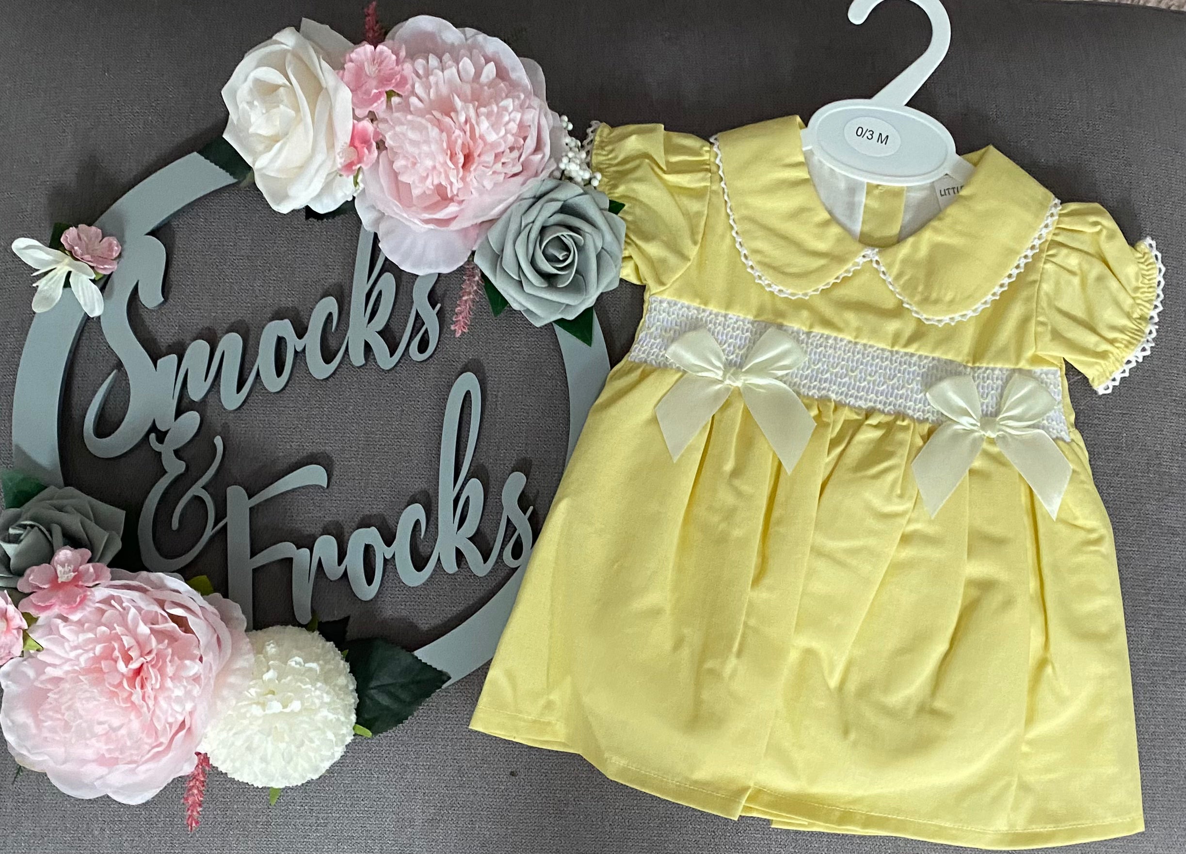 Girls Smocked Dress with Bow Detail - PQ2184