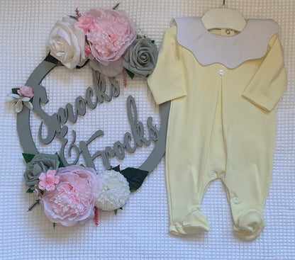 Cotton Babygrow with Scallop Collar - 5 Colours