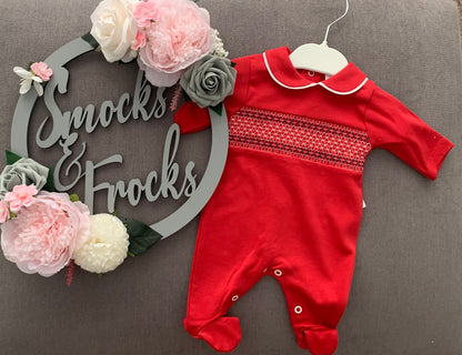 Boys Babygrow with Smocked Detail - sg68