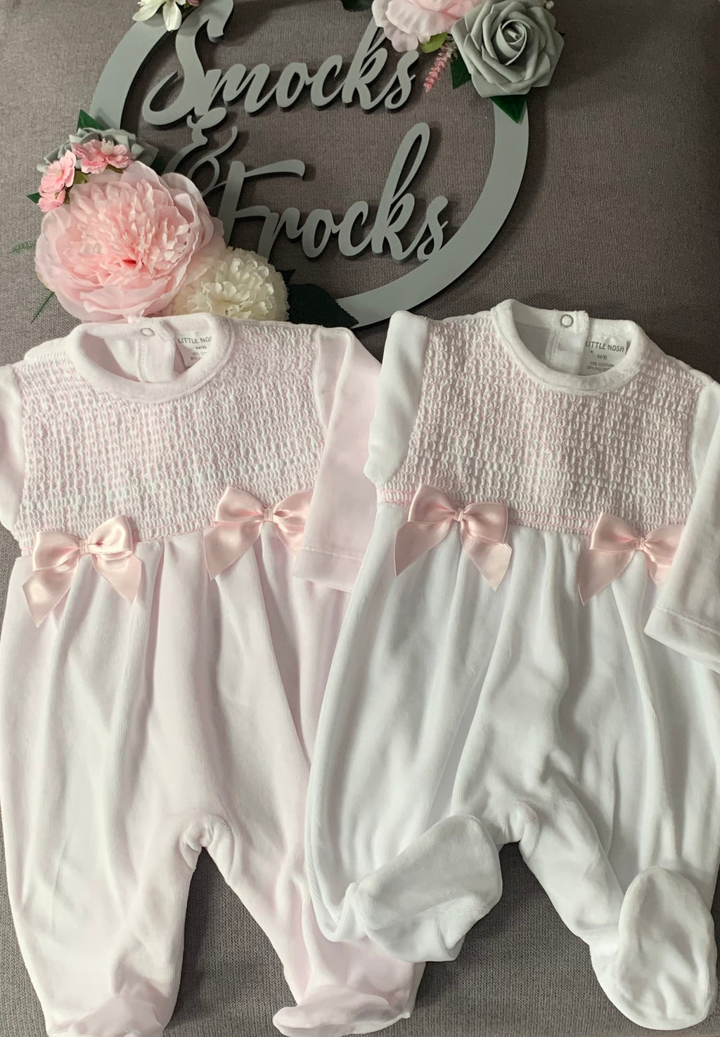 Girls Smocked Babygrow with Bow Detail - LBW23/106