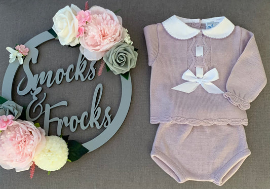 Lilac 2 Piece Jam Pant Set with Bow Detail - 023RF-714