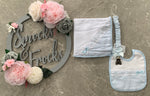 Lace Detail Bib, Muslin and Dummy Clip Set - 023BF-111