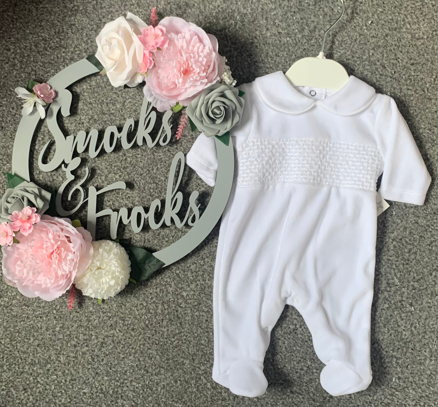 Boys Velour Smocked Babygrow - SG68-V