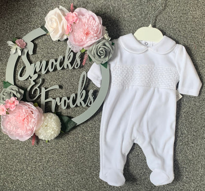 Boys Velour Smocked Babygrow - SG68-V