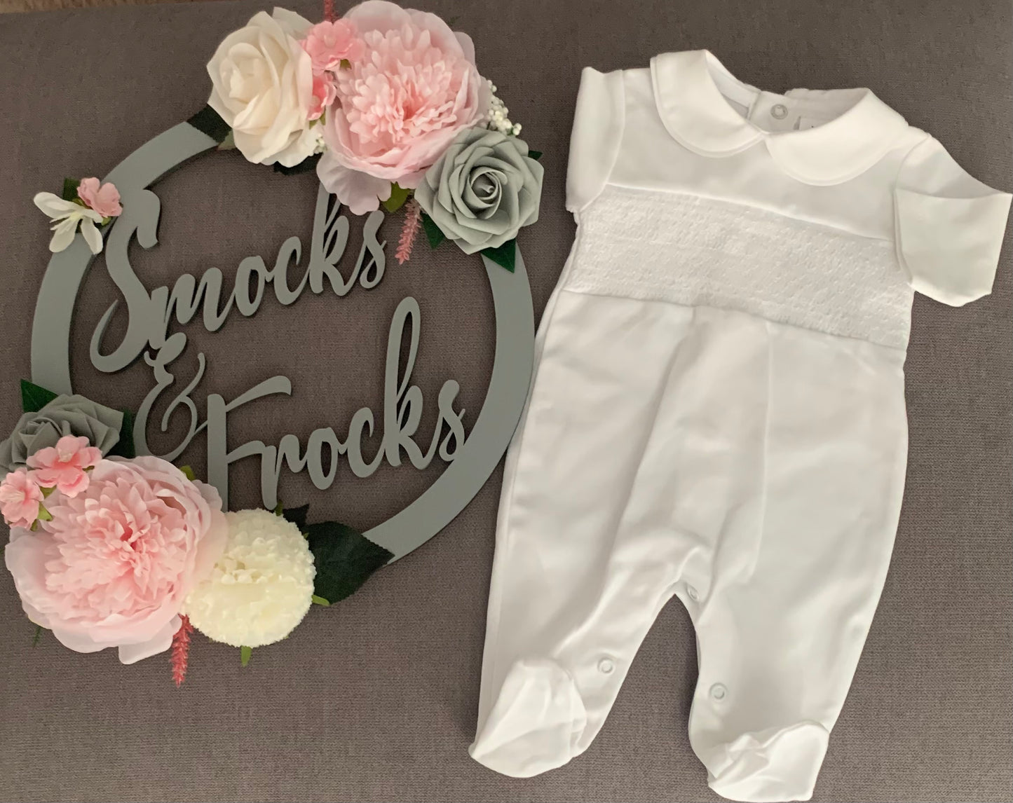 Boys Babygrow with Smocked Detail - sg68
