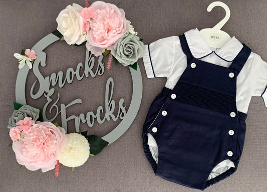 Boys Smocked 2 Piece Romper Set - PQ3010