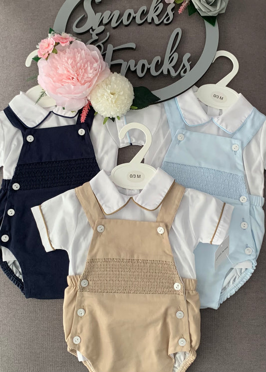 Boys Smocked 2 Piece Romper Set - PQ3010