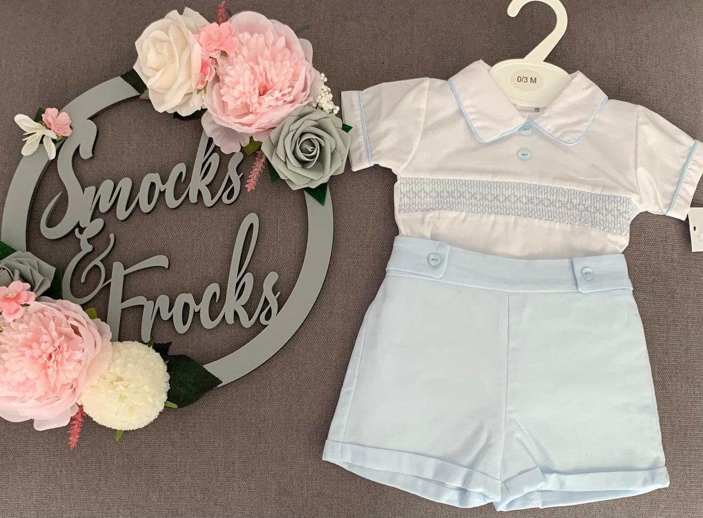 Boys Smocked 2 Piece Short Set - PQ3014