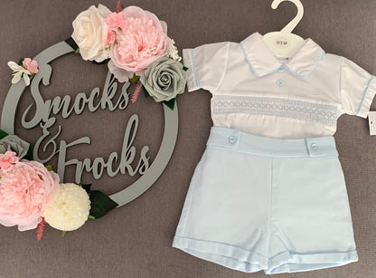 Boys Smocked 2 Piece Short Set - PQ3014