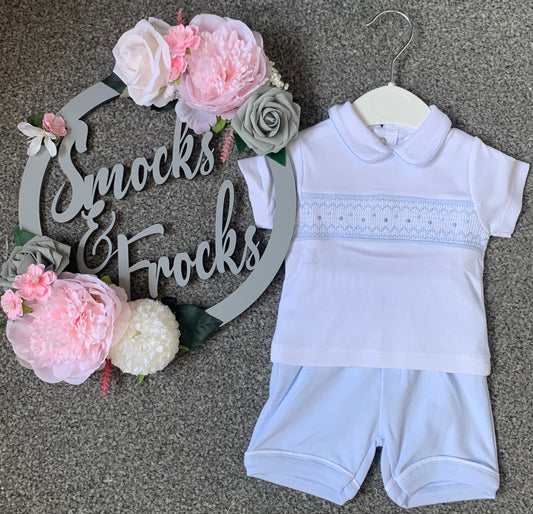 Boys Cotton Smocked Short Set - 301