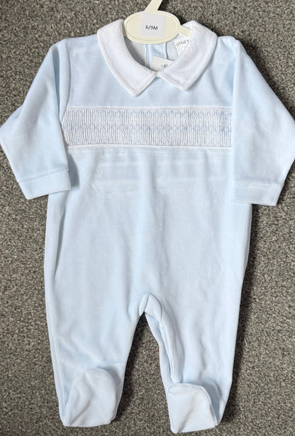 Boys Velour Babygrow - LBW25/802 - 3 Colours