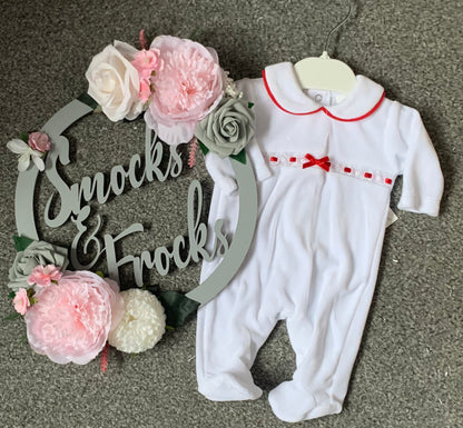 Velour Babygrow with Bow Detail - SG145