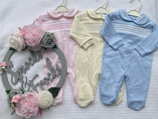 Smocked Cotton Babygrow - LN025/2