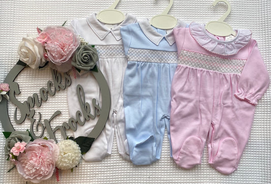 Cotton Smocked Babygrow - LNW2564/LNW2550