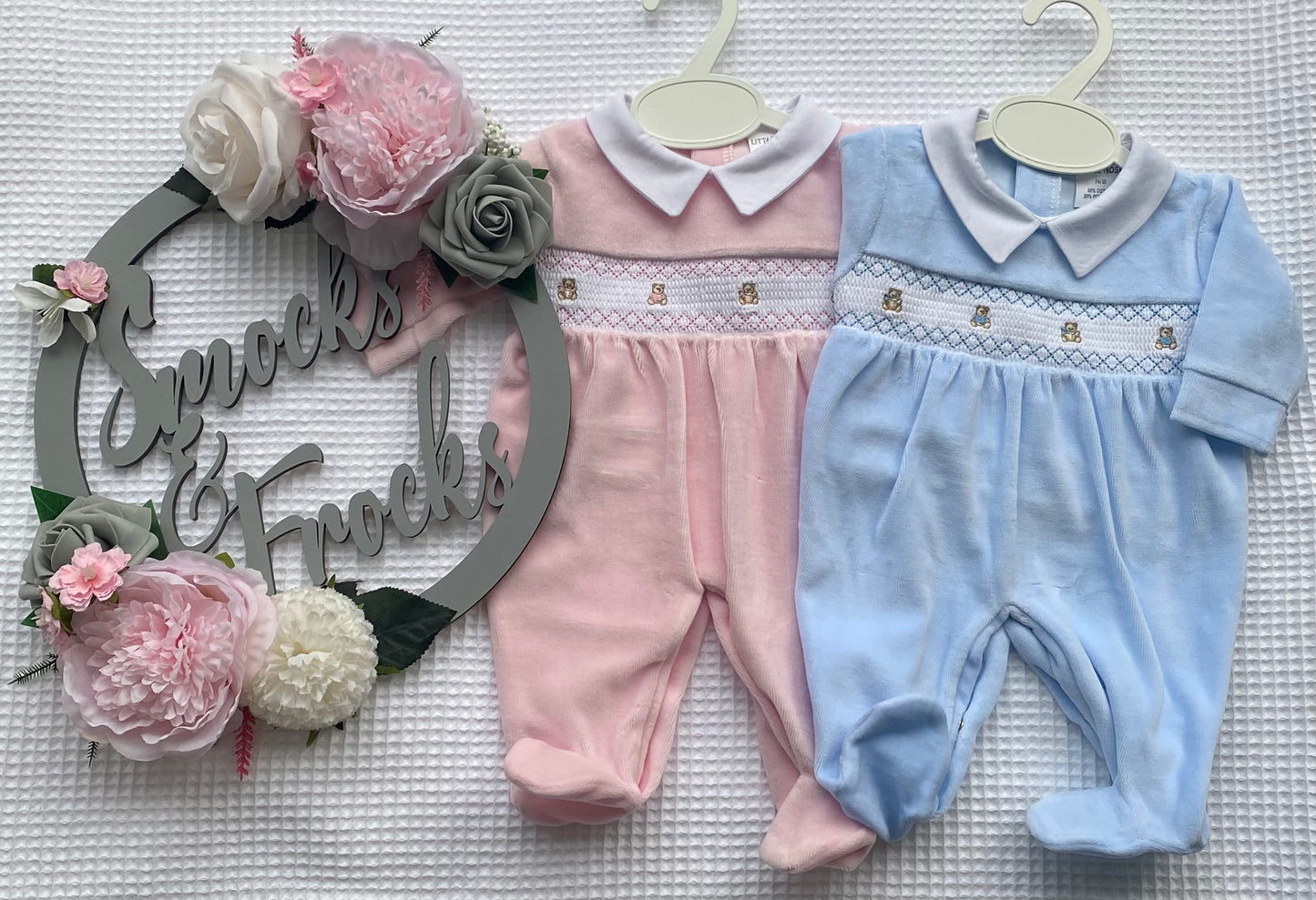 Velour Teddy Smock Babygrow - LNW2534