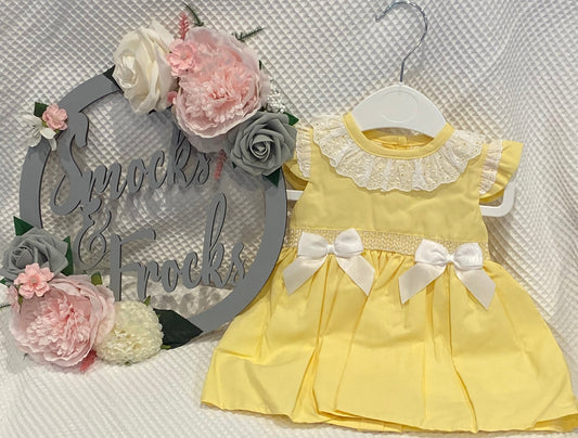 Girls Bow Dress with Lace Detail Collar - WA004