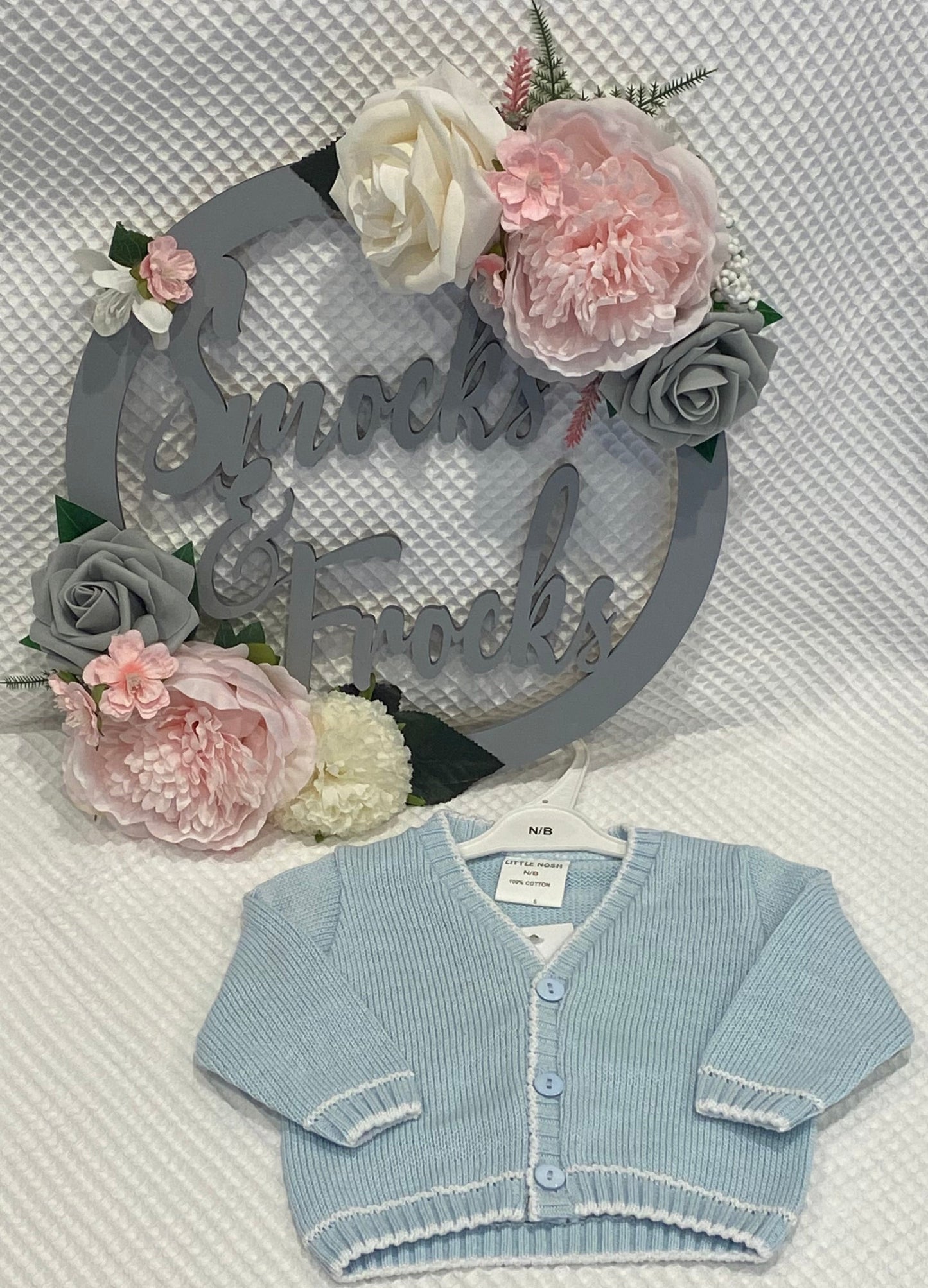 Boys Blue Knitted Cardigan with White Trim - MC706